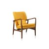 Manhattan Comfort Bradley Yellow and Walnut Linen Weave Accent Chair