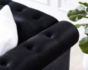 Sofa Chair with Button and Copper Nail on Arms and Back, One White Villose Pillow, Velvet Black (38"x34.5"x30")