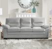 Solid Wood Plywood Framed 1pc Sofa Pillow-Top Arms Gray Fabric Upholstered Stylish Comfortable Living Room Furniture