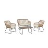 Manhattan Comfort Antibes 2.0 Steel Rattan 4-Piece Patio Conversation Set with Cushions in Cream