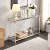 Acrylic Glass Side Table; Chrome Sofa Table; Console Table for Living Room&amp; Bedroom