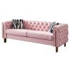 Chesterfield Modern Tufted Velvet Living Room Sofa, 84.25''W Couch,Pink