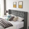 B100S King bed with two nightstands; Button designed Headboard; strong wooden slats + metal legs with Electroplate