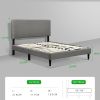 Double Bed Frame;  Twin Upholstered Platform Bed with Headboard;  Mattress Foundation;  Strong Wood Slat Support Bed Frames;  No Box Spring Needed;  N