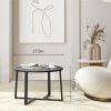 Evajoy 27.6" Black Coffee Table with Tempered Clear Glass