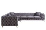 ACME Wugtyx Sectional Sofa w3 Pillows in Dark GrayVelvet LV00335