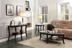 Rich Espresso Finish 1pc End Table with Glass Inserted Top Curve Legs Lower