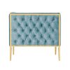 Manhattan Comfort Vector Ocean Blue and Gold Velvet Accent Chair