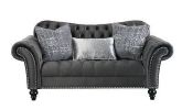 Loveseat with 3 Pillows in Dark Gray Velvet