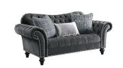 Loveseat with 3 Pillows in Dark Gray Velvet