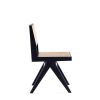 Manhattan Comfort Hamlet Dining Chair in Black and Natural Cane - Set of 2