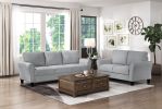 Modern 1pc Sofa Dark Gray Textured Fabric Upholstered Rounded Arms Attached Cushions Transitional Living Room Furniture