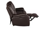 Hong Kong Power Reclining Sofa made with Faux Leather in Brown