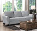 Modern 1pc Sofa Dark Gray Textured Fabric Upholstered Rounded Arms Attached Cushions Transitional Living Room Furniture