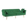 Modern Velvet Tufted Sofa Couch with 2 Pillows and Nailhead Trim; Loveseat Sofa Futon Sofa Bed with Metal Legs for Living Room.