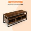 3-Tier Industrial Style Coffee Table with Open Shelf and 3 Storage Cubbies