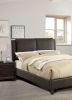 California King Size Bed 1pc Bed Set Brown Faux Leather Upholstered Two-Panel Bed Frame Headboard Bedroom Furniture