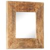 Hand-Carved Mirror 19.7"x19.7"x4.3" Solid Mango Wood