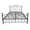 Queen Metal bed frame,No Box Spring Needed with Vintage Headboard and Footboard Premium Steel Slat Support Mattress Foundation, Black