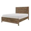 Weathered Pine Finish 1pc Queen Bed Modern Line Pattern Rusticated Style Bedroom