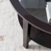 Modern Solid wood round coffee table with tempered glass top black color-36"