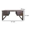 61 Inch Rustic Style Home Office Desk, Brazilian Pine, 4 Drawers, Distressed