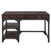 Gorden Writing Desk, Espresso Oak Finish Antique Black Metal OF00143