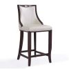 Manhattan Comfort Emperor 41 in. Pearl White and Walnut Beech Wood Bar Stool