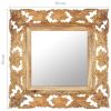 Hand Carved Mirror Brown 19.7"x19.7" Solid Mango Wood