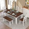 TREXM Rustic Style 6-Piece Dining Room Table Set with 4 Ergonomic Designed