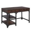 Gorden Writing Desk, Espresso Oak Finish Antique Black Metal OF00143