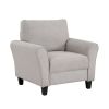 Modern Transitional Sand Hued Textured Fabric Upholstered 1pc Chair Attached Cushion Living Room Furniture