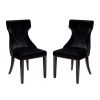 Manhattan Comfort Reine Black and Walnut Velvet Dining Chair (Set of Two)