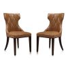 Manhattan Comfort Reine Saddle and Walnut Faux Leather Dining Chair (Set of Two)