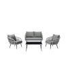 Manhattan Comfort Riviera Rope Wicker 4-Piece 4 Seater Patio Conversation Set with Cushions in Grey