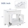 30" Bathroom Vanity Base without Sink, Bathroom Cabinet with Two Doors and One Drawer, White