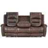 Slora Leather Gel Brown Power Reclining 81.5" Sofa With Power Headrest and Dropdown Center Table ( Sofa )