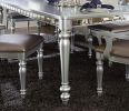 Glamorous Silver Finish Dining Set 7pc Table 2x Armchairs 4x Side Chairs Crystal