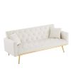 Cream White Convertible Folding Futon Sofa Bed , Sleeper Sofa Couch for Compact Living Space.