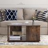 2 Tiers Square Coffee Table with Storage and Non-Slip Foot Pads