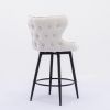 A&A Furniture,Counter Height 25" Modern Linen Fabric bar chairs,180° Swivel Bar Stool Chair for Kitchen,Tufted Cupreous Nailhead Trim Burlap Bar Stool