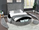 Hazel Queen 4 Pc Tufted Upholstery Bedroom Set Made with Wood In Gray