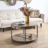 Gexpusm Round Wood Coffee Table; Natural Wood Coffee Table; Round Solid Wood Center Large Circle Coffee Table for Living Room; 35.3x35.3x17.8IN