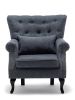 Accent Wingback Chair; Modern Tufted Linen Club Chair; Rivet Roll Arm Chair for Living Room; Bedroom; Grey