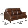 Leather Dual Power Reclining Group: Old English Charm, Hand-Burnished Chestnut Leather, Nailhead Trim, Sofa with Drop-Down Console and Charging Statio