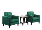 Hale Blue Velvet Armchairs and End Table Living Room Set