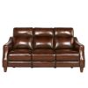 Leather Dual Power Reclining Group: Old English Charm, Hand-Burnished Chestnut Leather, Nailhead Trim, Sofa with Drop-Down Console and Charging Statio