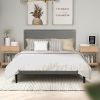 Double Bed Frame;  Twin Upholstered Platform Bed with Headboard;  Mattress Foundation;  Strong Wood Slat Support Bed Frames;  No Box Spring Needed;  N