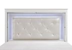 Glamorous Design Bedroom Furniture 1pc Queen Bed Button-Tufted LED Headboard