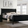 Queen Size Bed Black Louis Phillipe Solidwood 1pc Bedroom Sleigh